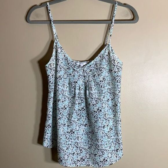 Talula Aritzia Blue & Black Floral Print Tank Top - Picture 1 of 5